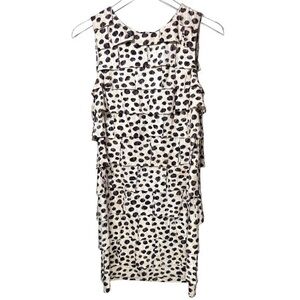 3.1 Phillip Lim Cotton Tiered Ruffled Spot Print Mini Dress in Cream/Brown